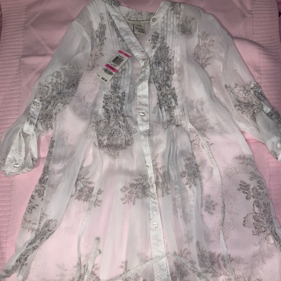 NWT American Rag WT sheer tunic blk & gray design - Picture 2 of 4